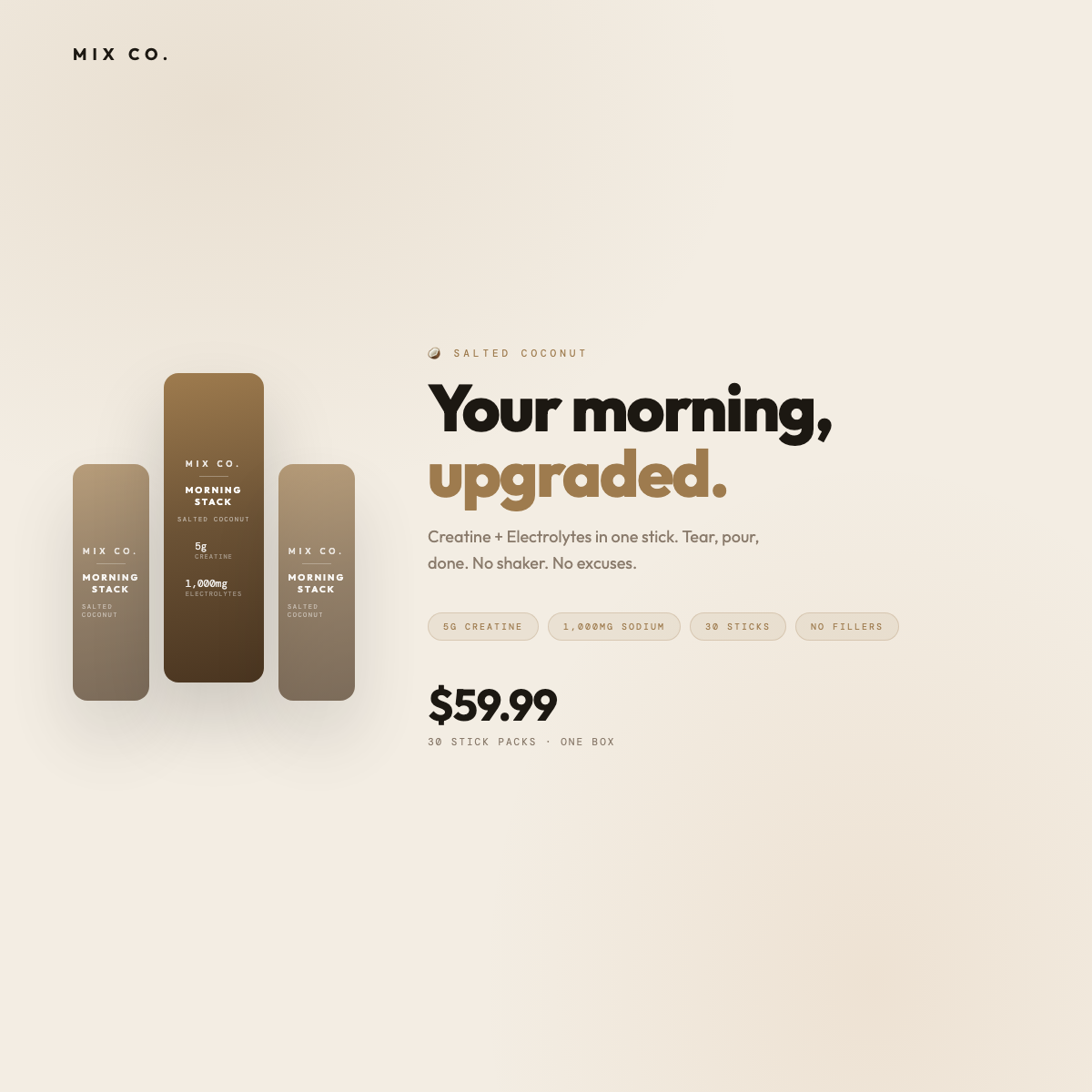 Mix Co. Morning Stack — 30 stick packs, Salted Coconut