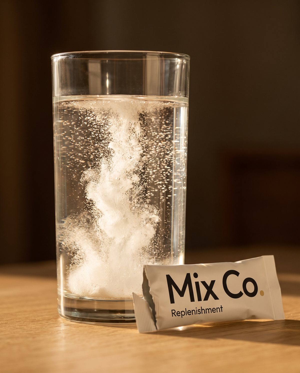 Powder dissolving in water